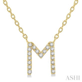 1/20 ctw Initial 'M' Round Cut Diamond Pendant With Chain in 14K Yellow Gold